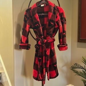 Victorias Secret Red/Black Fleece Robe